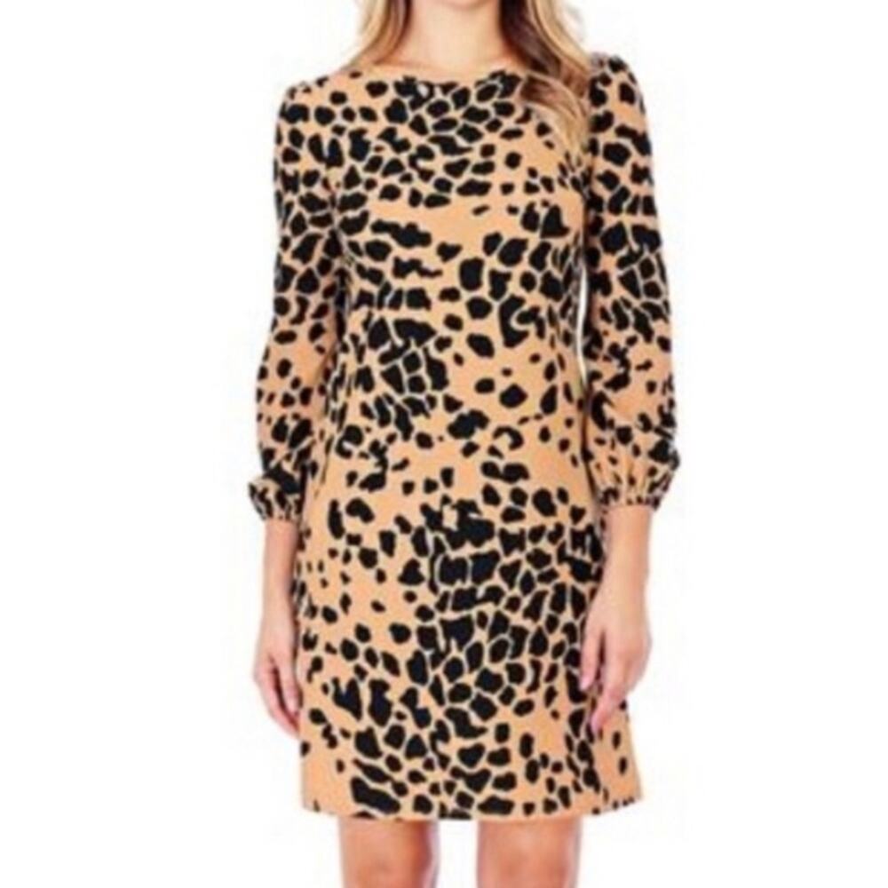Jude Connally‎ “Jude Cloth” Chloe Cheetah Shift Mini Dress Tan Size Large